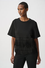 Pull décontracté noir à col rond - JOSEPH RIBKOFF