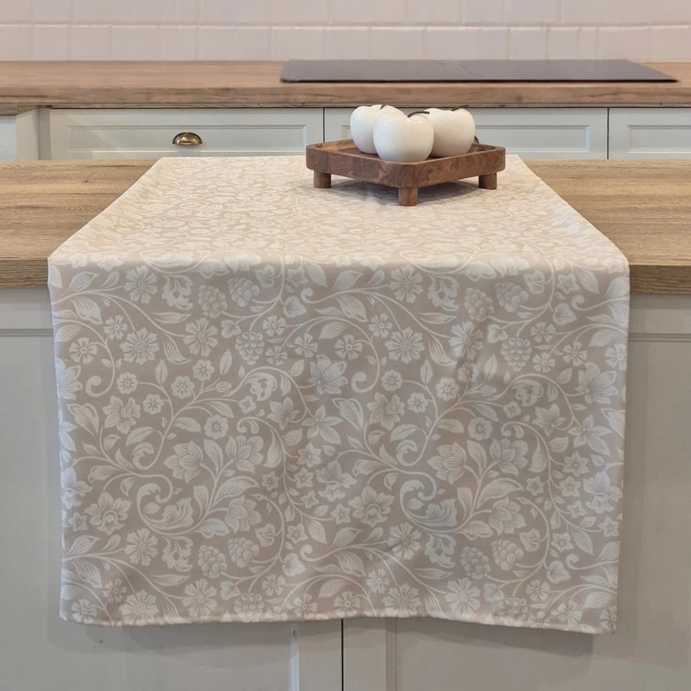 Nappe beige fleurie Keya - Brunelli
