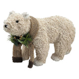 Ours en sherpa beige (42 x 28 cm) avec écharpe, branches de pin, pomme de pin et eucalyptus