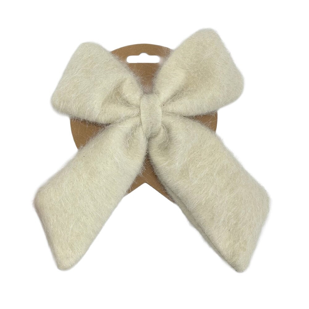 ORNEMENT NŒUD EN FEUTRINE BEIGE 6 po x 8 po, ACCENT EN TISSU À TEXTURE DOUCE