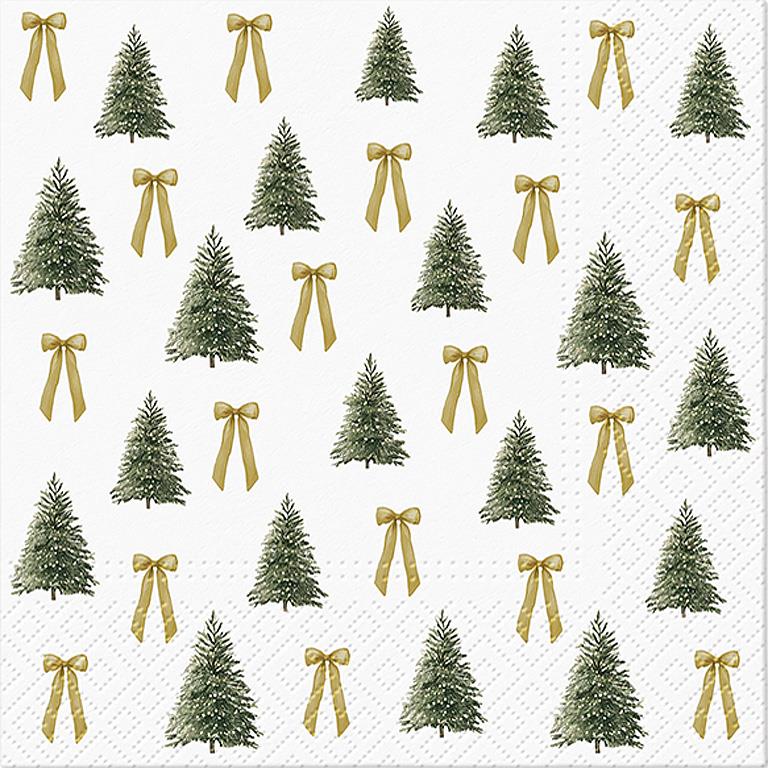 Serviettes de table sapins et boucles. Paquet de 12