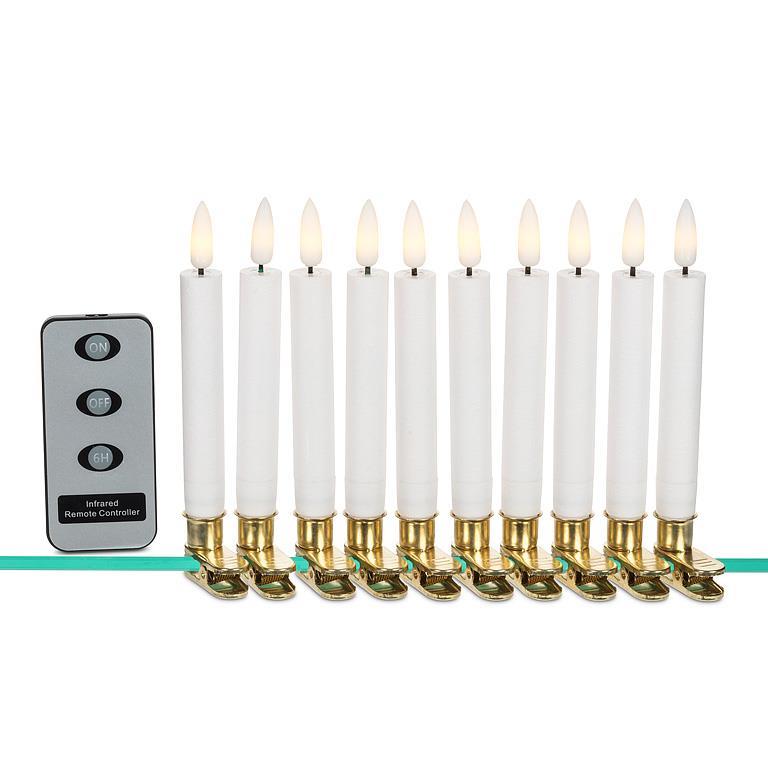 Bougies LED pour sapin avec télécommande. Lot de 10