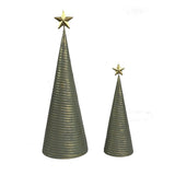 Sapin conique en métal, vert/or, avec étoile au sommet