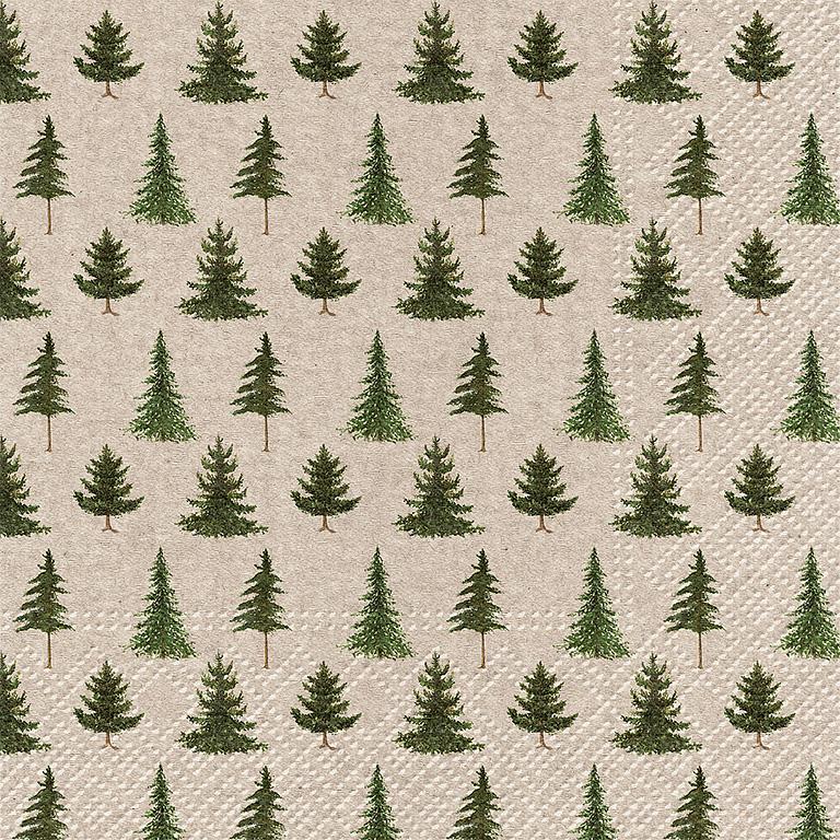 Serviettes de table festives à motif de sapins. Lot de 20.