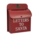 Boîte aux lettres en métal 10 x 12 po rouge et blanc – « Lettres au Père Noël » – Style vintage