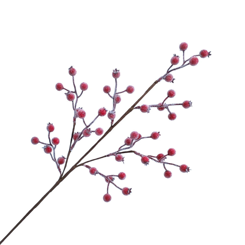 Branche de baies rouges de 30 po avec effet givré