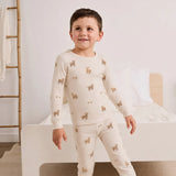 Pyjama crème à imprimé vaches écossaises deux pièces - Petit Lem