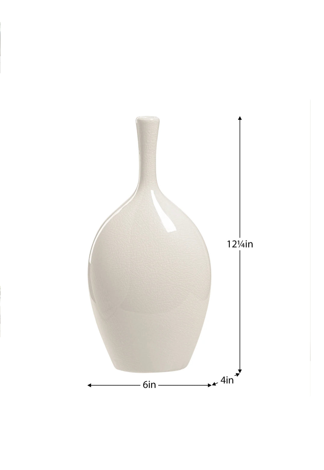 Vase en céramique craquelée blanche Lilo 12,25 po