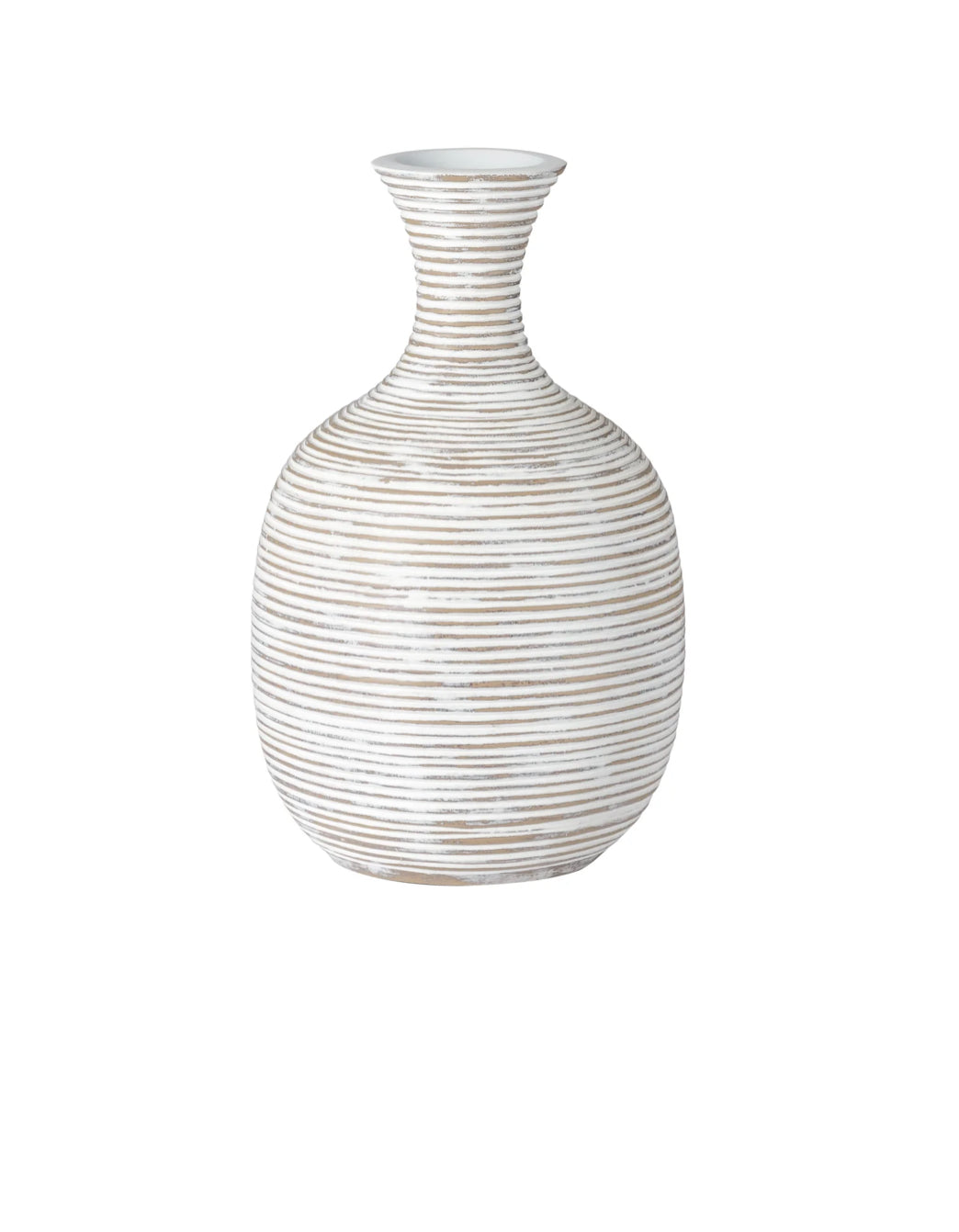 Vase Colombo Ribbed Resin Tall Bulb 8h" - Blanc