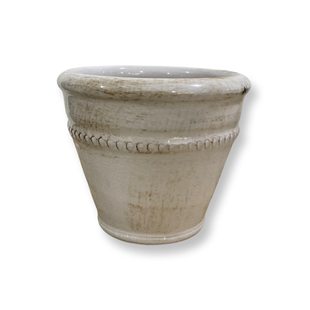 Pot en céramique ivoire antique