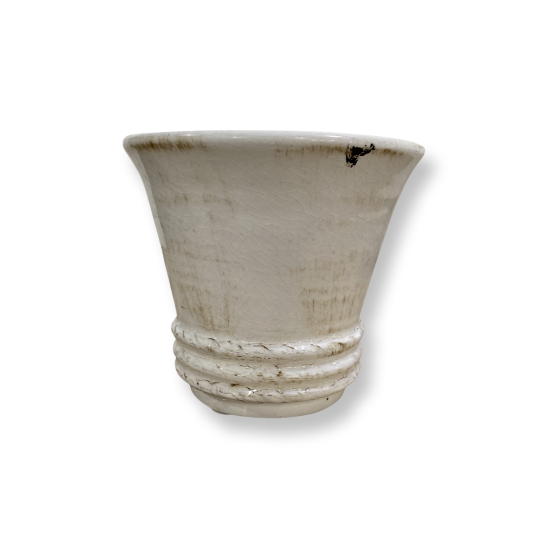 Pot en céramique ivoire antique