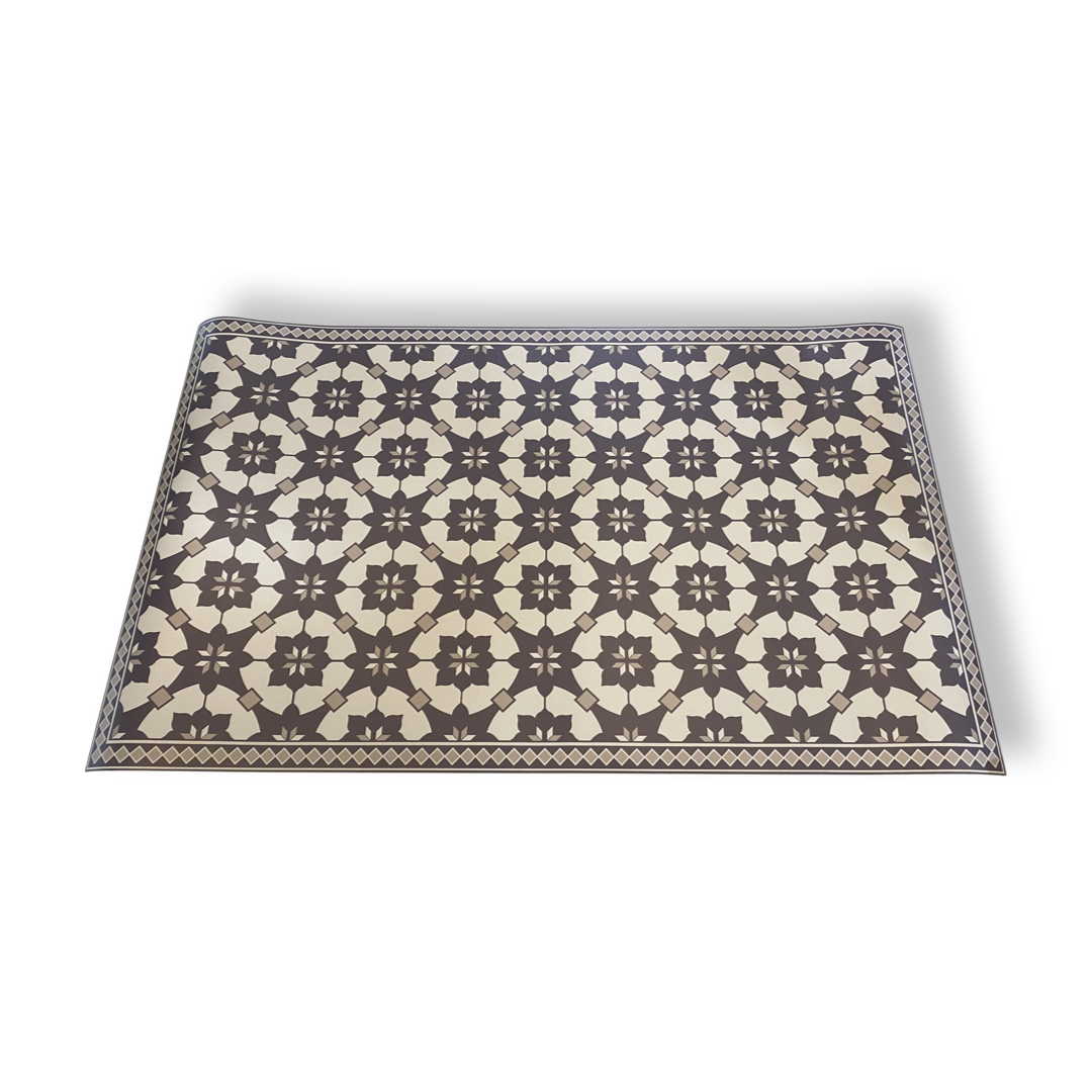 Tapis vinyle médaillon gris